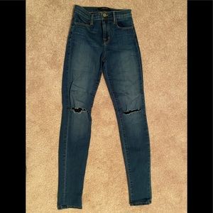 J. Brand Maria Distressed High-Rise Skinny Jeans